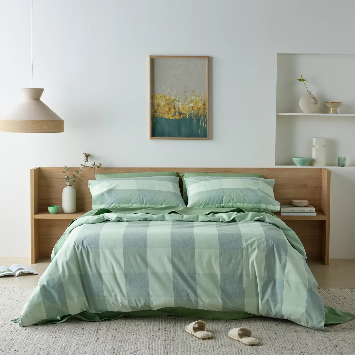 Sage Check Waterproof Quilt Cover Set - Assist Ability Australia