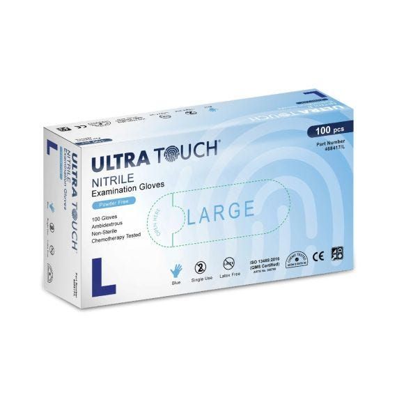 Gloves Nitrile Blue Powder Free Ultra Touch