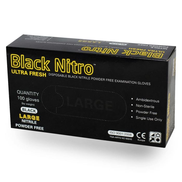 Powder-Free Nitrile Gloves Ultrafresh Black - Assist Ability Australia