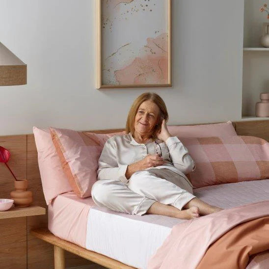 Blush Check Waterproof Quilt Cover Set - Assist Ability Australia