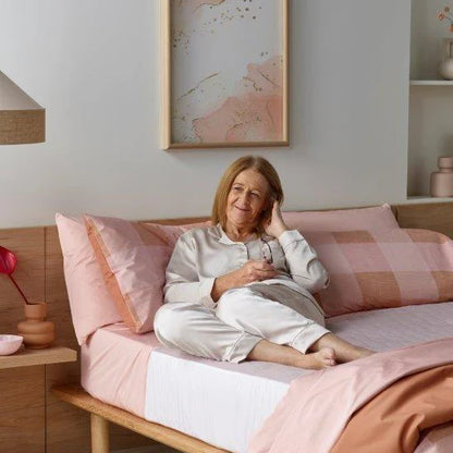 Blush Check Waterproof Quilt Cover Set - Assist Ability Australia