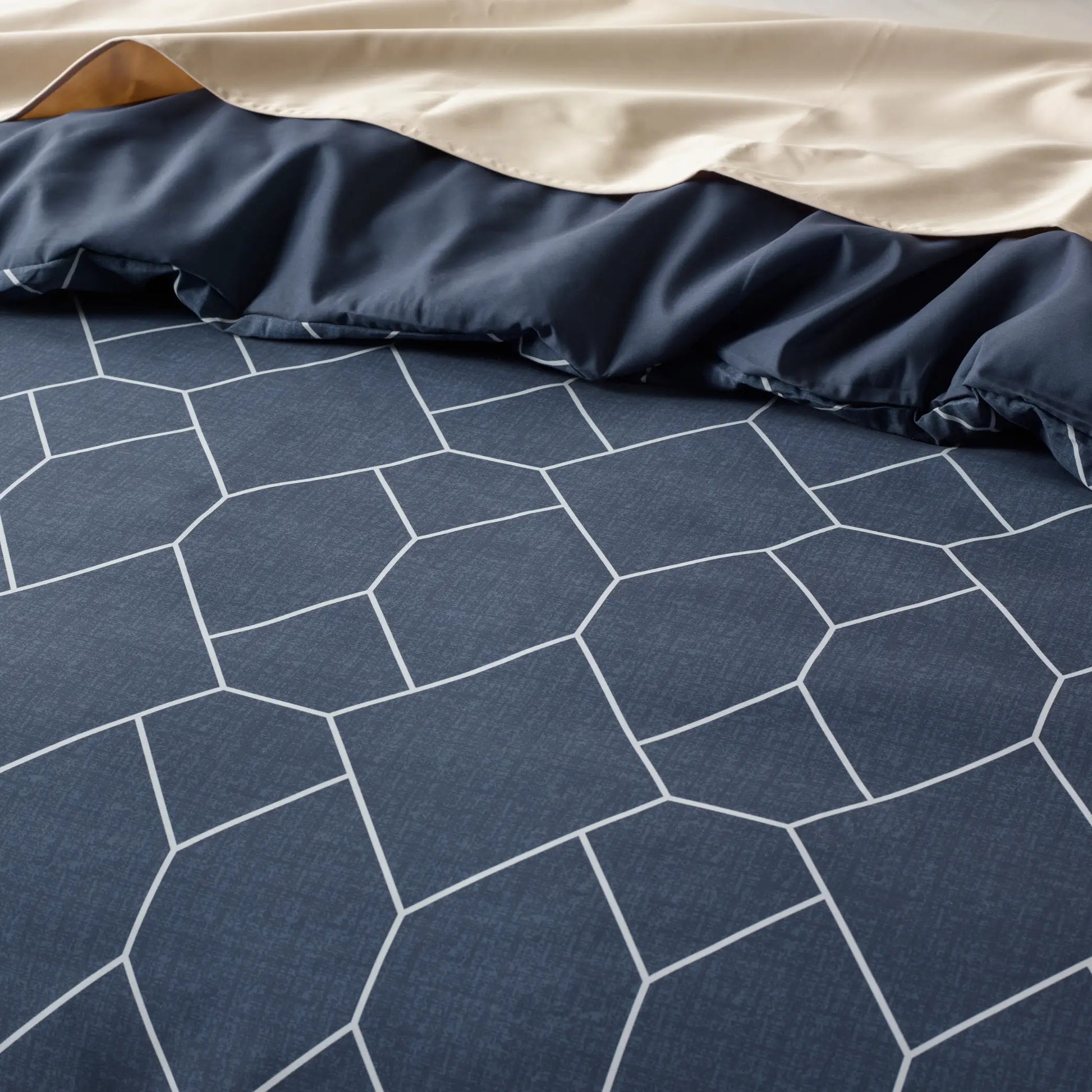 Geo Denim Quilt Cover Set - Assist Ability Australia