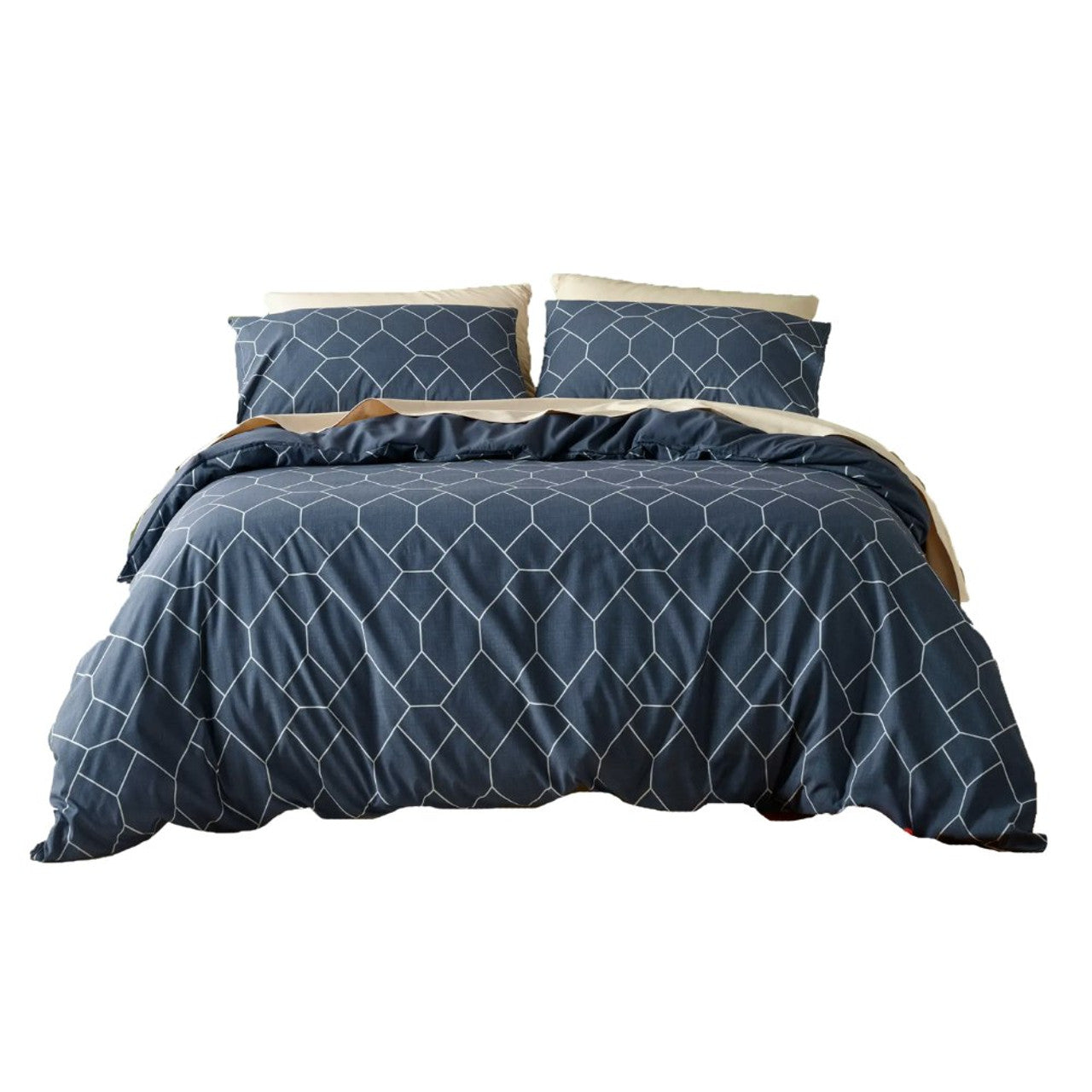 Geo Denim Quilt Cover Set - Assist Ability Australia