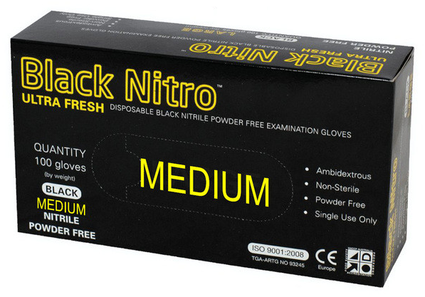 Powder-Free Nitrile Gloves Ultrafresh Black - Assist Ability Australia
