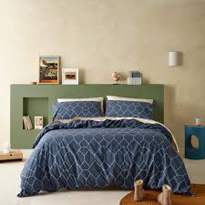 Geo Denim Quilt Cover Set - Assist Ability Australia