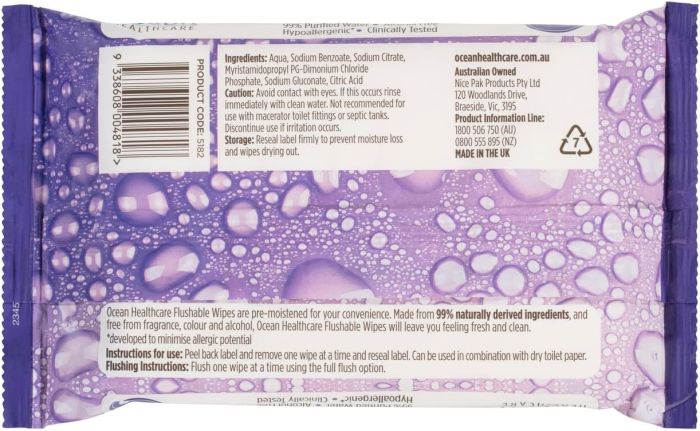 Ocean Healthcare Flushable Wipes (13 X 16 cm)